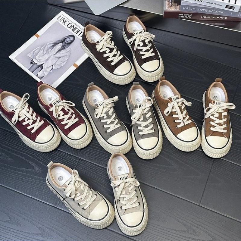 Maillard platform biscuit canvas shoes women's new versatile niche casual flat skateboard shoes
