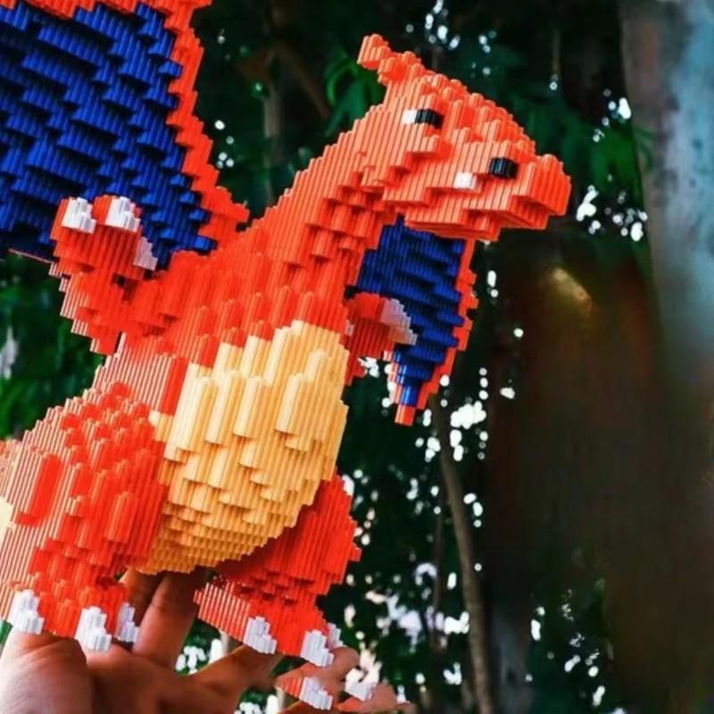 Non-Toxic Pokemon Fire-Breathing Dragon Assembled Building Blocks Model Bricks Toy For Children Gifts Micro Puzzle Toys Desktop Decoration