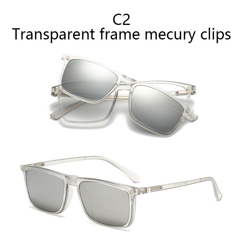 

Clear Rectangular Frame Women Goggles 6 In 1 Magnetic Clip Eyeglasses Men Night Vision Eyeglass For Men And Women SHOW AS PICTURE