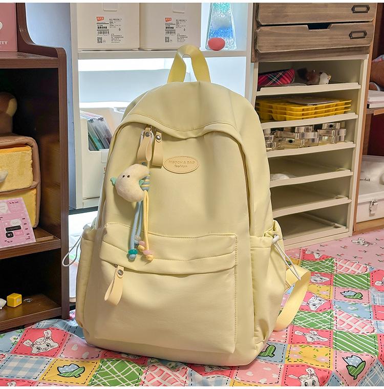Schoolbag New Japanese Ins Fresh and Sweet Candy Color Backpack for Junior and High School Girls Solid Color Simple Large-capacity Backpack