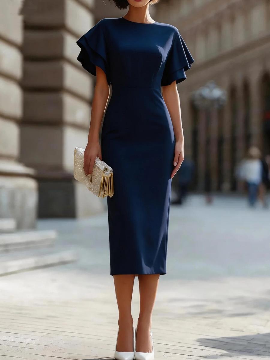 

Women s Lace Sleeve Slim Fit Bodycon Knee-Length Sheath Dress for Work, Party, and Evening XXL ціан