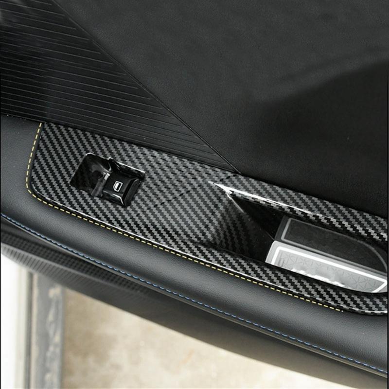 Compatible For MG4 EVMulan 2022-2024 Car Window Control Lift Switchs Panel Cover Trim Decoration ABS Carbon FiberDurable