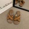 Cross-strapped slippers women's summer wear 2025 new retro thick-bottomed non-slip beach vacation cool slippers one-word drag