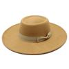 New simple solid color wool.cm brim men's and women's autumn and winter warm outdoor oval ring top hat