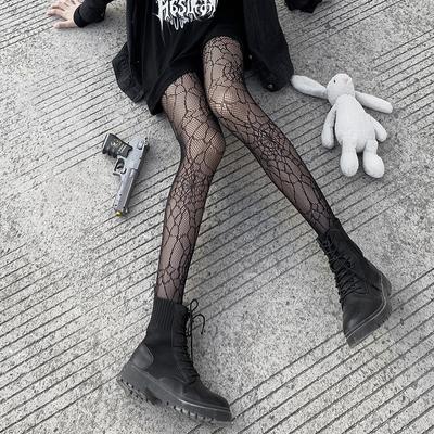 Classic Lolita Hollowed Out Lace Mesh Stockings Bottomed Pantyhose Women Sexy Girls Gothic Punk Retro Spider Web Tights