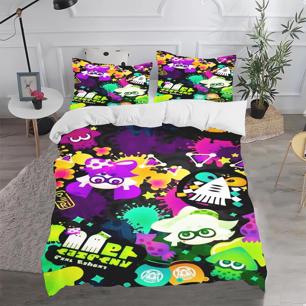 Game Splatoon  Anime 100% Polyester Bedding Set Duvet Cover Set Printed Cartoon Home Decor