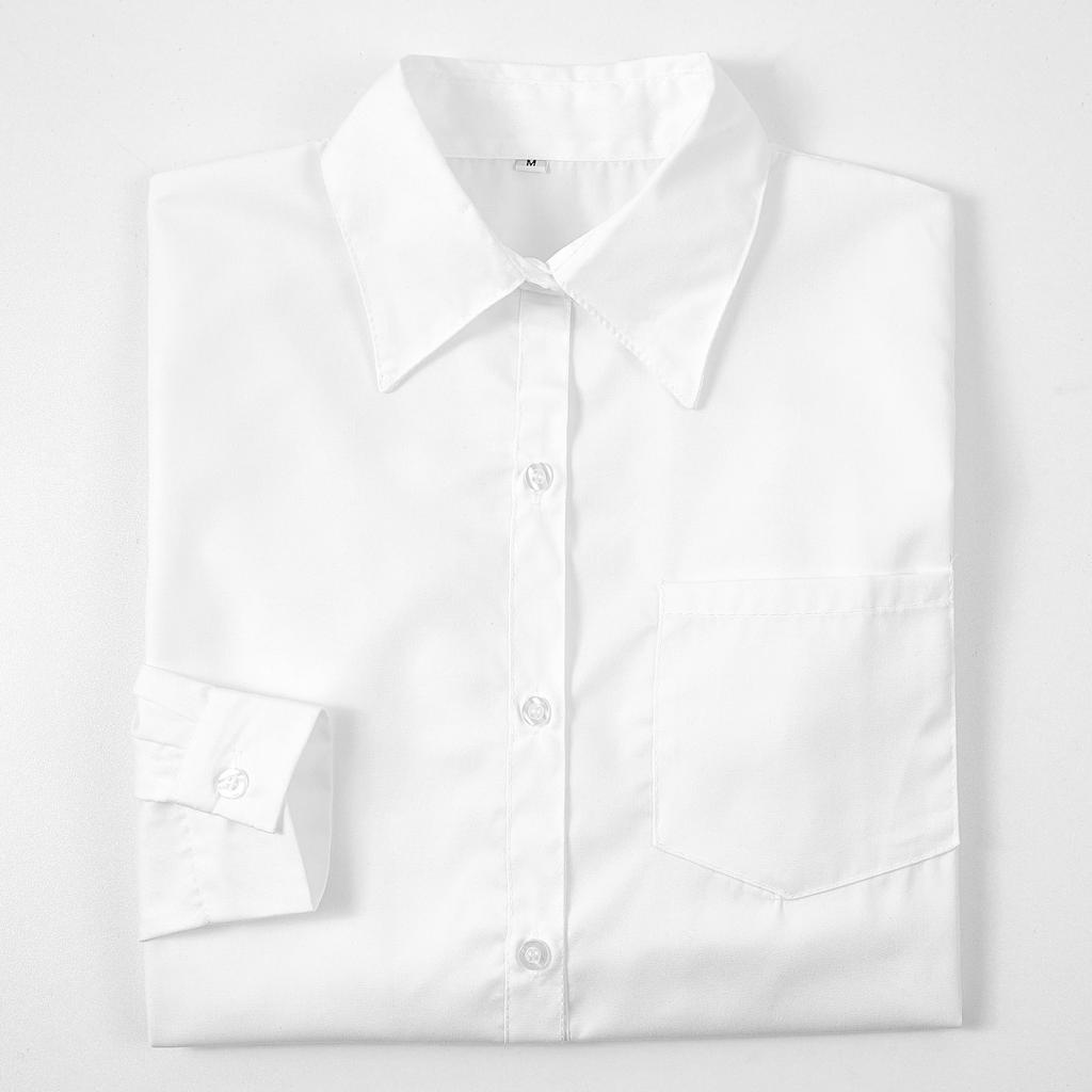 LOLANTA Girls' School Shirt, Long Sleeve, Uniform Shirt, Dress Shirt, Blouse with Pockets, White, Size 170, for Junior and Senior High School Students