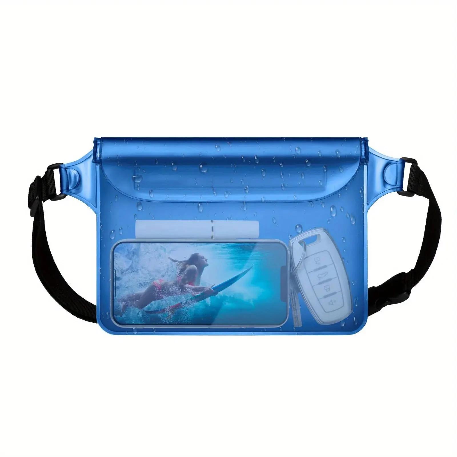 

Waterproof Mobile Phone Storage Bag for Swimming, Rafting, and Diving - Keep Your Phone Safe and Dry синий