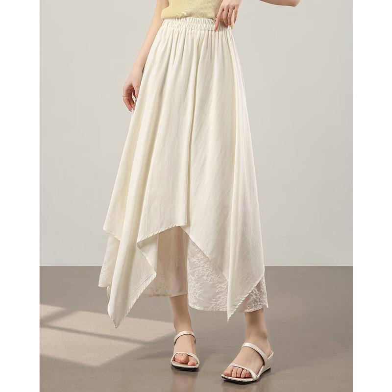 TERRE BLEUE Lace Patchwork A-Line Midi Skirt