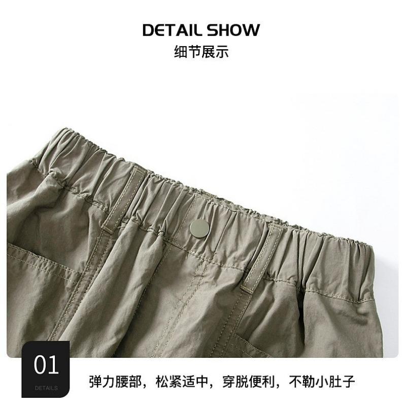 Boys Casual Loose Straight Wide Leg Thin Cargo Long Pants For Kids