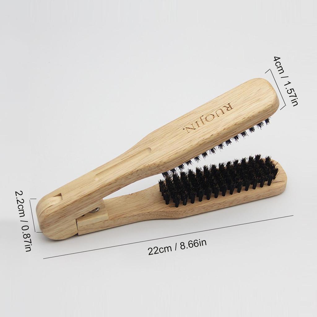 Hair Straightener Wooden Brush Salon Hairdressing Styling Comb Anti-static Dual-Brush Comb