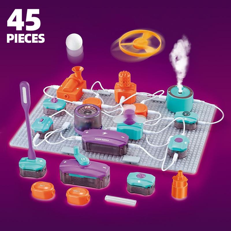 Children Science Educational Games Electronic Building Blocks Toys Experiment Set Physics Circuit Experiment Handmade Kits Kids