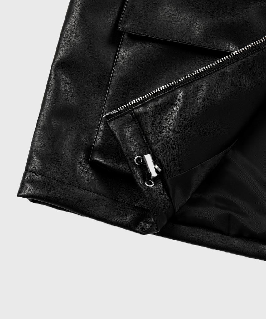 Lemain Second Vegan Leather Oversized Blouson Jacket [Black]