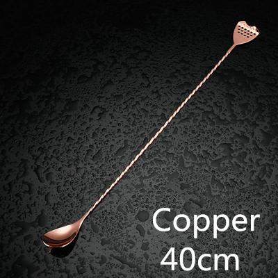 40cm Stainless Steel Cocktail Bar Spoon Japanese Style Best Bartender Bar With Strainer Tail Silver Copper Gold Barware