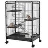 Rodent Cage Small Animal Cage On Wheels 3 Ramps 3 Platforms Dish and Water Bottle Removable Bottom Tray for Rabbit Mink Chinchilla 61.5x44x95cm