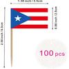 Puerto Rico Toothpick Flag Puerto Rican National Small Mini Cocktail Fruit Cupcakes Toppers Food Stick Flags Decorations,100 Pack