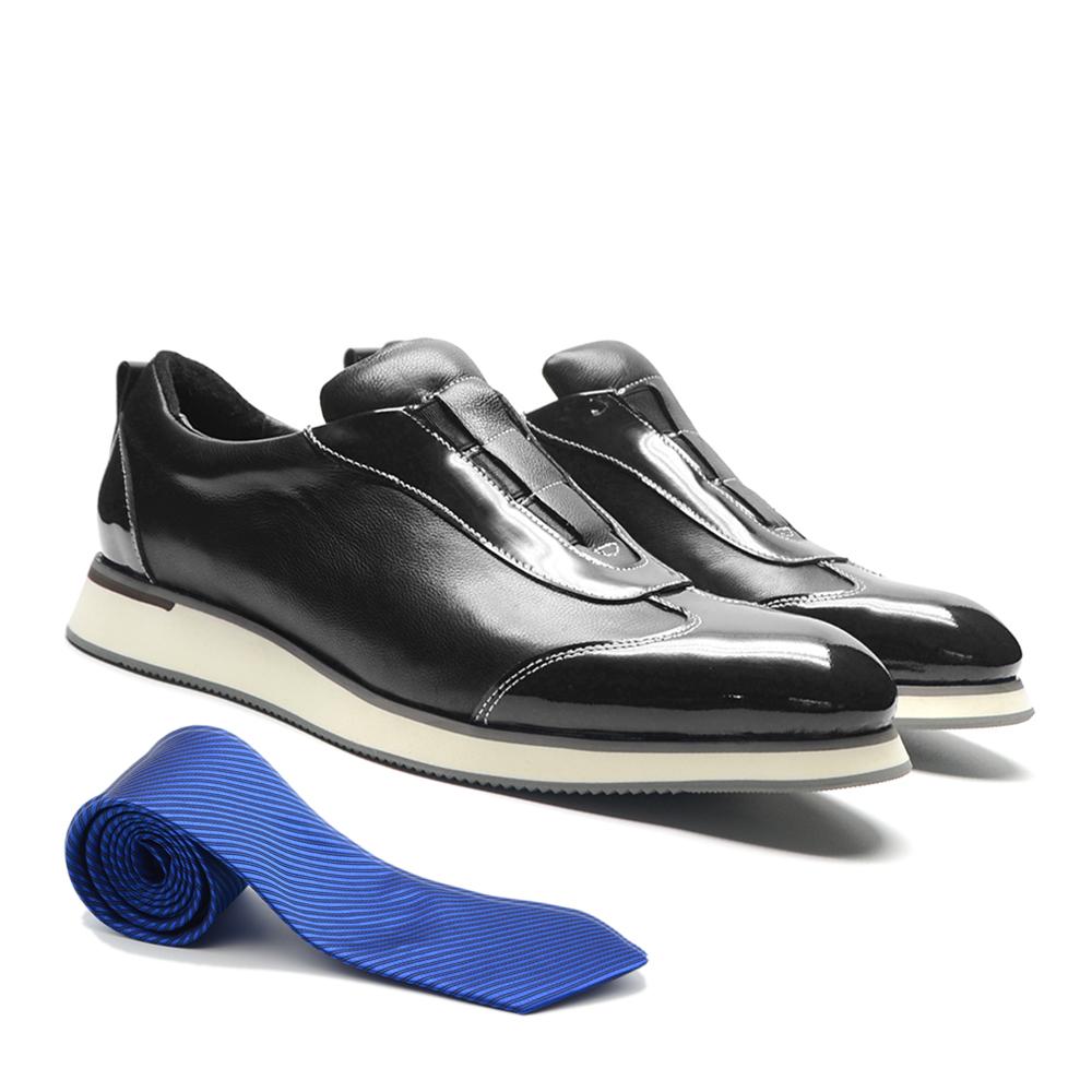 

Designer Luxury Casual Sneakers Elastic Band Slip-on Comfortable Men s Shoes Trendy Manual Genunine Cow Leather Flats Loafers 38