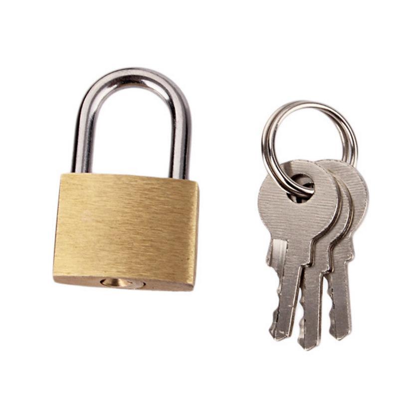 Mini Solid Brass Padlock with 3 Keys Anti-Theft Security Lock for Gym Locker Luggage Backpack Travel Use
