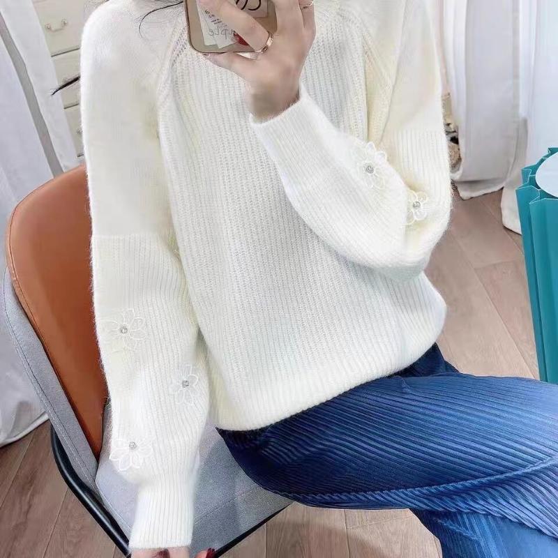 

Женский пуловер со свободной верхней одеждой, дизайнерский смысл 2023, вязаный нижний свитер с круглым вырезом и длинными рукавами, женские топы One Size бежевый