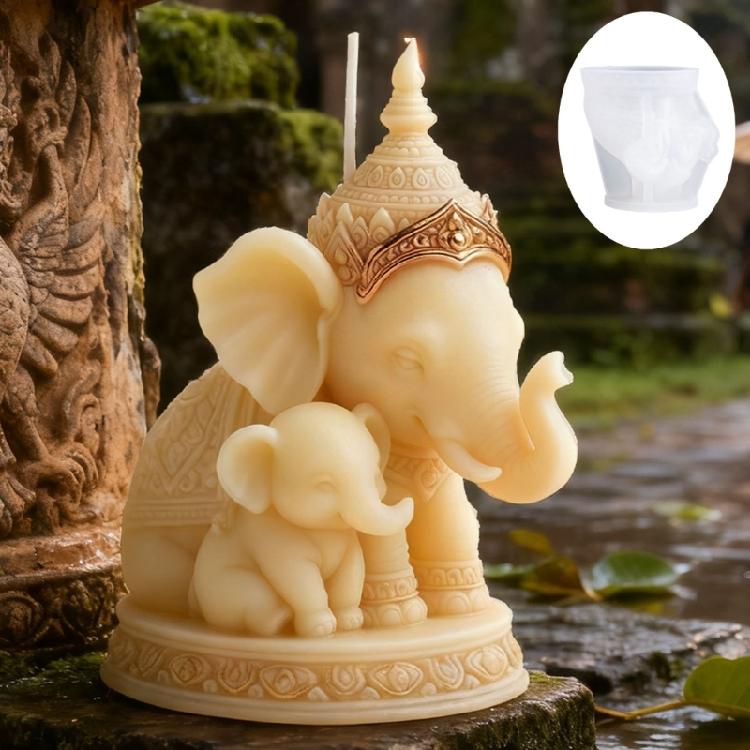 Silicone Candle Mould with Thai Mother Elephant Theme for DIY and Gift Giving