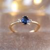 Charm Female Blue Water Drop White Round Zircon Stone Ring Gold Color Elegant Gift Wedding  For Women