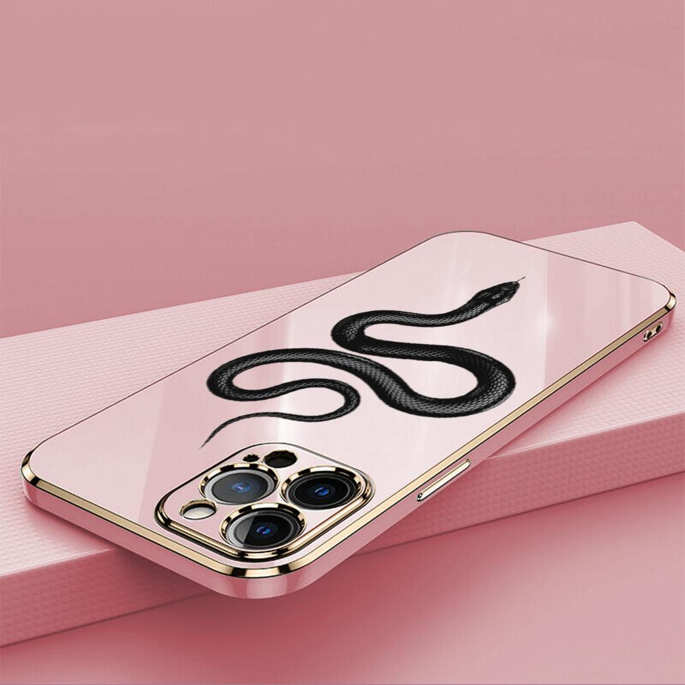 N71 Black Gold Snake Plating Edge Myk TPU telefonvesker for Samsung A54 A13 A14 S24 Plus S23 Ultra S20 S21 FE A55 A05 A52s Støtsikkert deksel