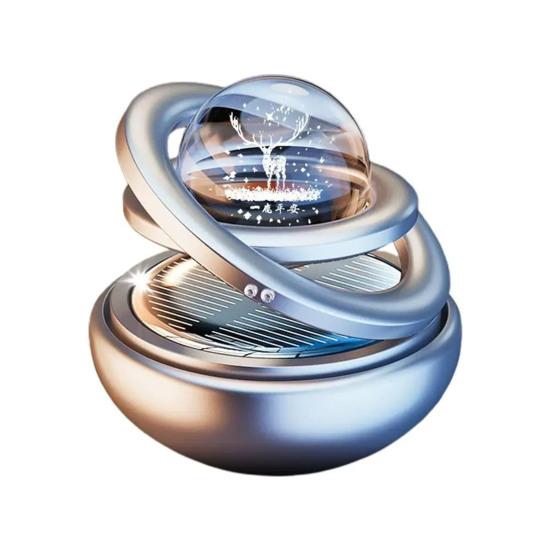 

Автомобильный освежитель воздуха на солнечной батарее, вращающийся аромадиффузор, очищает воздух, устраняет запахи, декоративное украшение для автомобиля, для дома, офиса, для распространения аромата серебряный