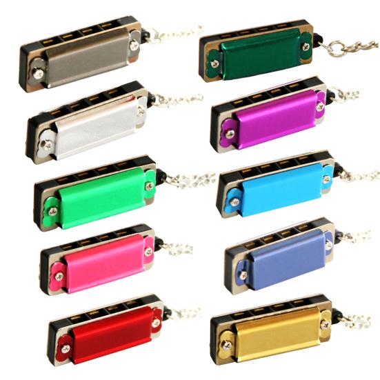 8 Tone 4 Holes Mini Harmonic Pendant Metal Musical Instrument Toys Harmonica Pendant