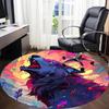 1PC Wolf Fantasy Office Round Area Rug, Mat Suitable For Office, Under Office Chairs Bedroom Living Room Home Decor, Room Deco