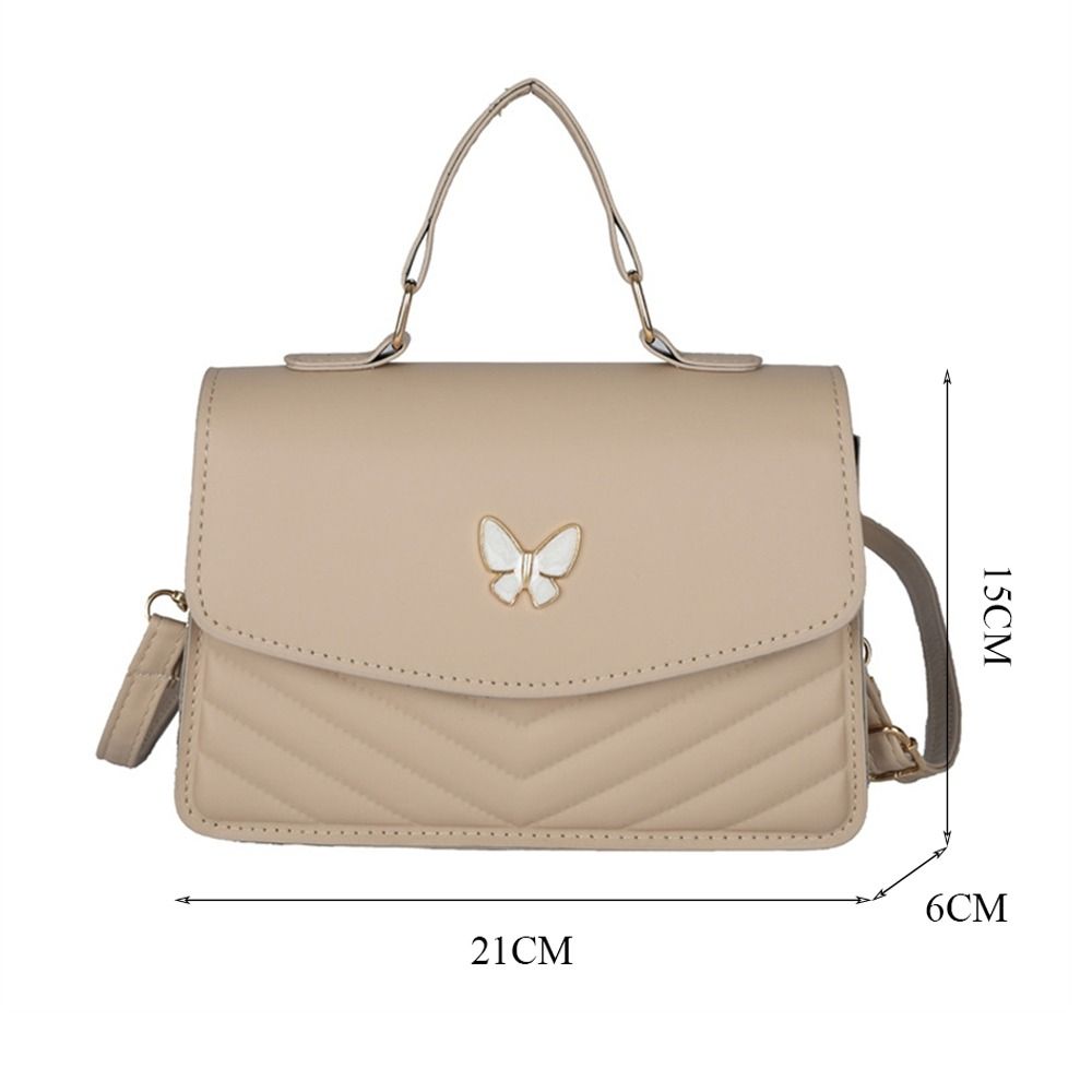 Women Stylish Butterfly Embroidery Sling Bag Fashion PU Leather Shoulder Bag Portable Large Capacity Handbag