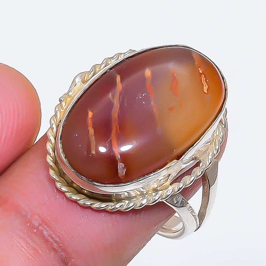Natural Carnelian Gemstone Handmade 925 Sterling Silver Jewelry Ring Size 7 ZS-1831