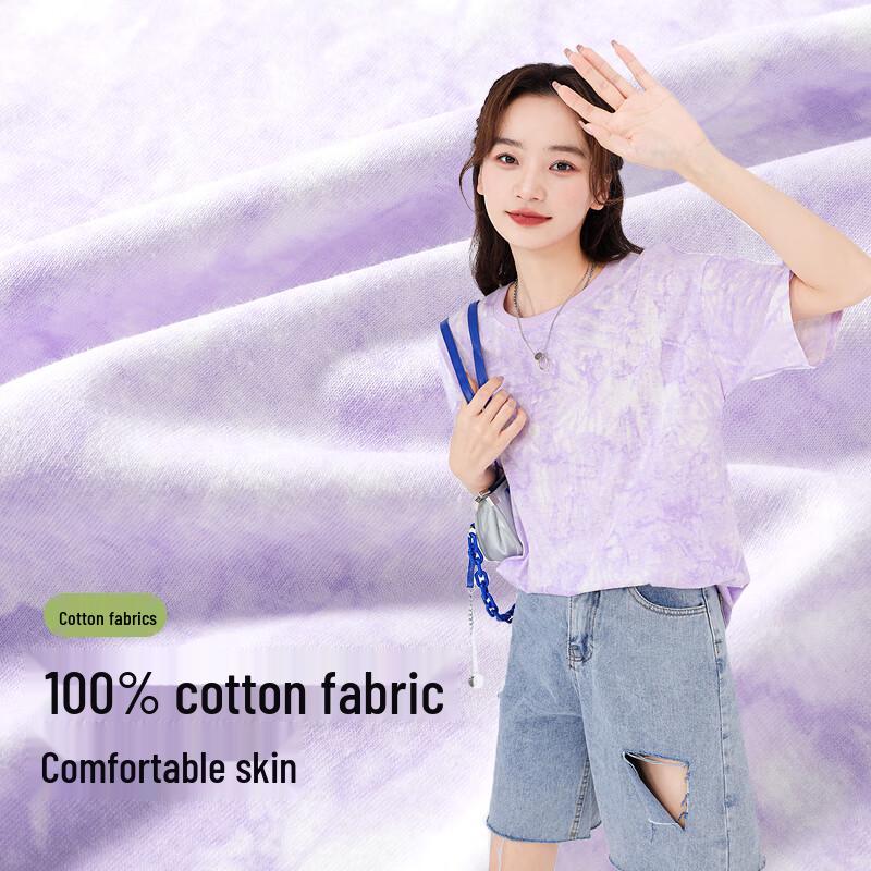 MJ Style Women's Pure Cotton Tie-Dye Short Sleeve T-Shirt