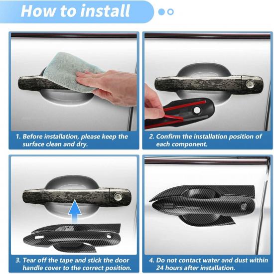 Exterior Door Handle Bowl Cover Trim Set for Toyota Camry LE SE XLE XSE 2018-2024 8th 8.5th Gen Door Handle Cover Protector Black Carbon Fiber