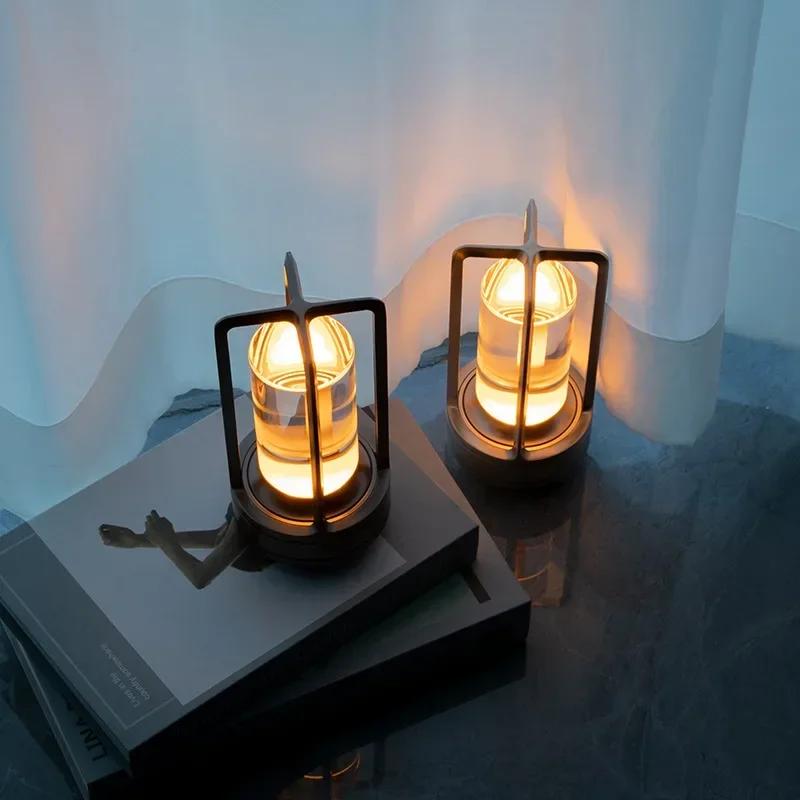 LED Table Lamp Rechargeable Cross 2000 Mah Desktop Night Light Touch for Home Bedroom Atmosphere USB Camping Outdoor Lighting