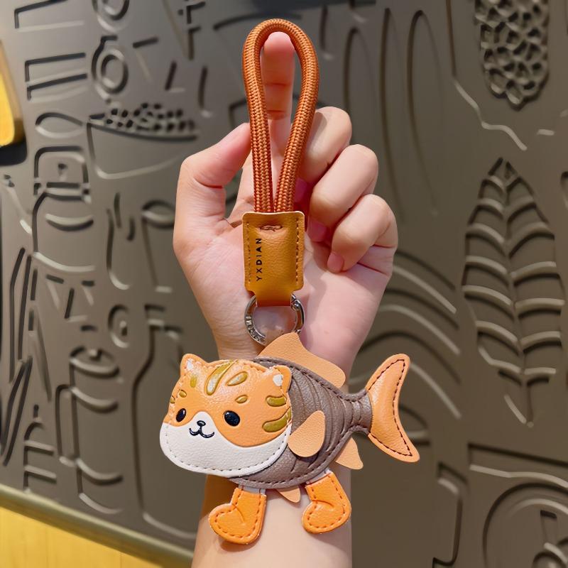 Cartoon PU Leather Shan Hai Jing Keychain Bag, Personalized Small Pendant Key Chain