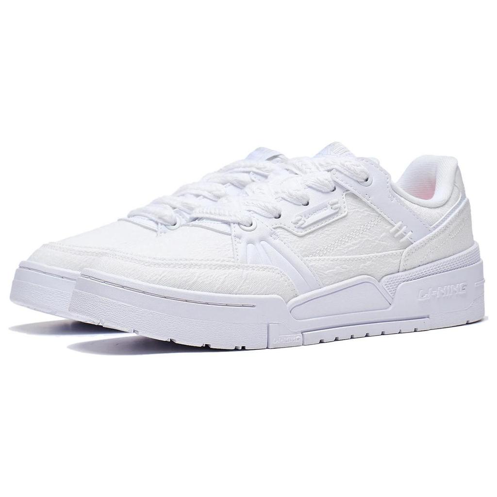 Li Ning Campaign 1.5 Synthetic Leather Slip Resistant Abrasion Resistant Low Top Skateboard Shoes Women's White AGCT266-4