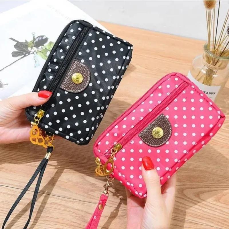 1 Pc Multifunction Purse Coin Phone Bag Case Polka Dot Printing Multilayer Zipper Clouser Women Hand Bag