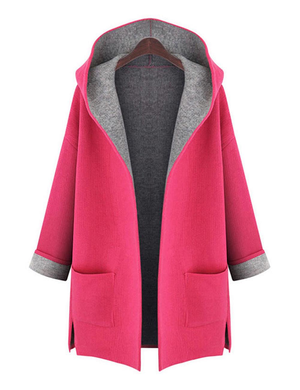 

Зимняя куртка большого размера женское пальто весенняя парка куртка с капюшоном тренч новый Tag 3XL = US XL ярко-розовый