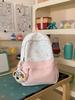 Schoolbag milky white fresh floral cute bear patchwork student backpack for students and healing style gentle bestie travel mini backpack