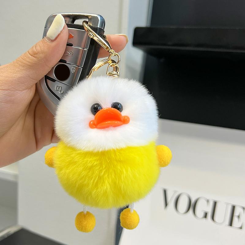 Plush Duckling Keychains Cute Cartoon Doll Keyring Soft Duck Key Chain Pendant For Women Girls Bag Car Trinket Gifts