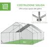 Garden Chicken Coop with Galvanized Frame, Waterproof Cover and Hexagonal Netting, 3x6x2m, Silver