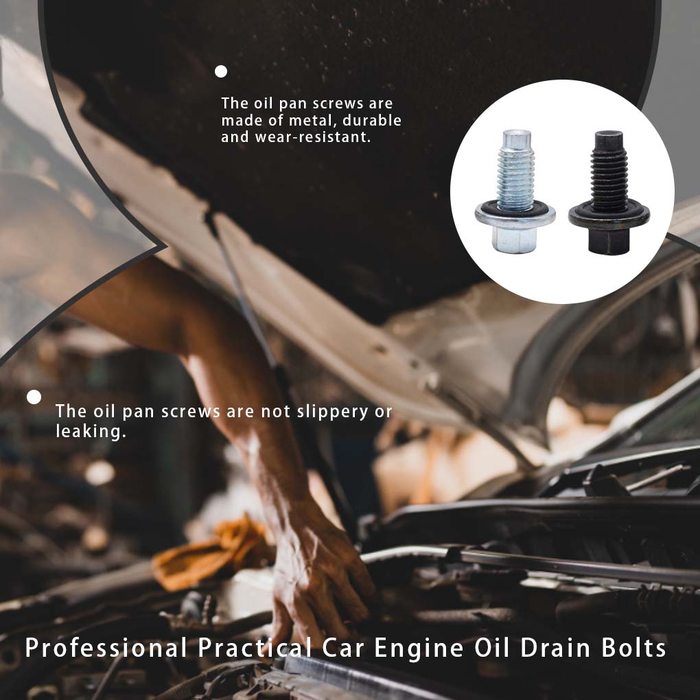 Car Engine Oil Drain Threaded Sump Plug Screw Anti-skidding Oil Pan Screws Durable Portable Hexagonal Bolts