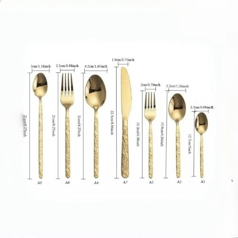 Hammered Golden Cutlery Set ,Stainless Steel Tableware Dinnerware Includes Forks Spoons Knives,Mirror Polished,Dishwasher Safe