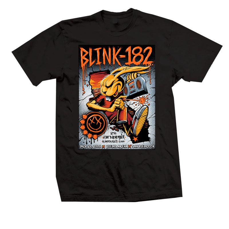 New Blink 182 - The Smiling Punk Rabbit Graffiti Rabbit Illustration - American Retro High Street Vintage Streetwear T-shirt