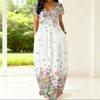 Plus Size Women Summer Dress Crew Neck Short Sleeve Loose Fit Apparel For Casual Home And Outdoor Walking