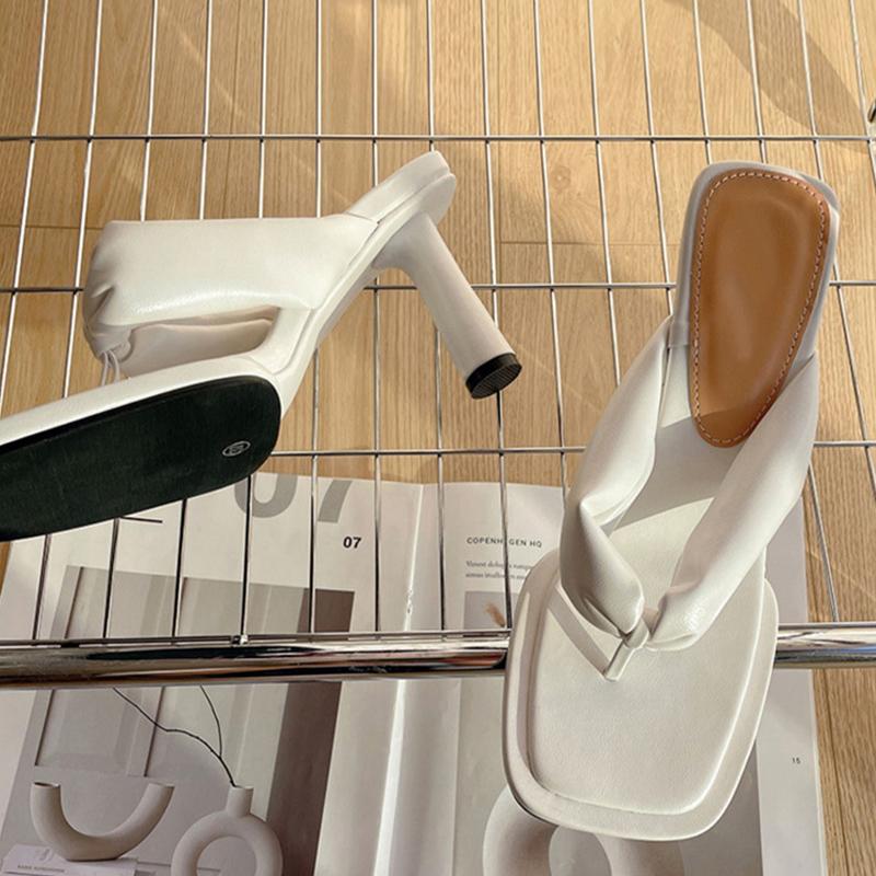 Summer Women Slipper Fashion Platform Square Toe Round Heels Flip Flops Ladies High Quality Slides Outdoor Sandals Shoes