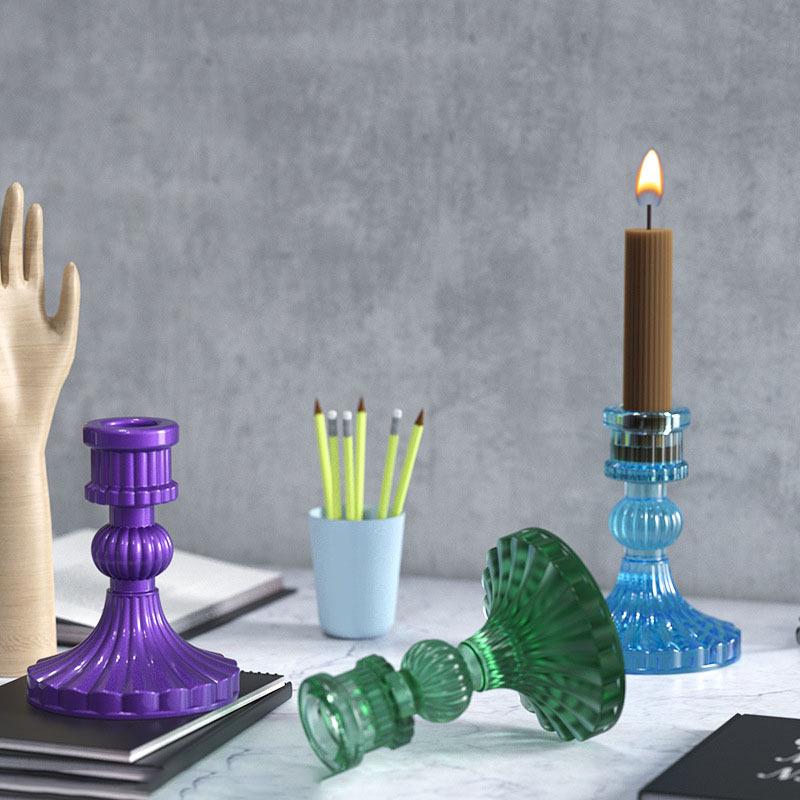 3D Striped Pillar Candle Holder Silicone Mold - Poppy DIY Crystal Resin Ornament