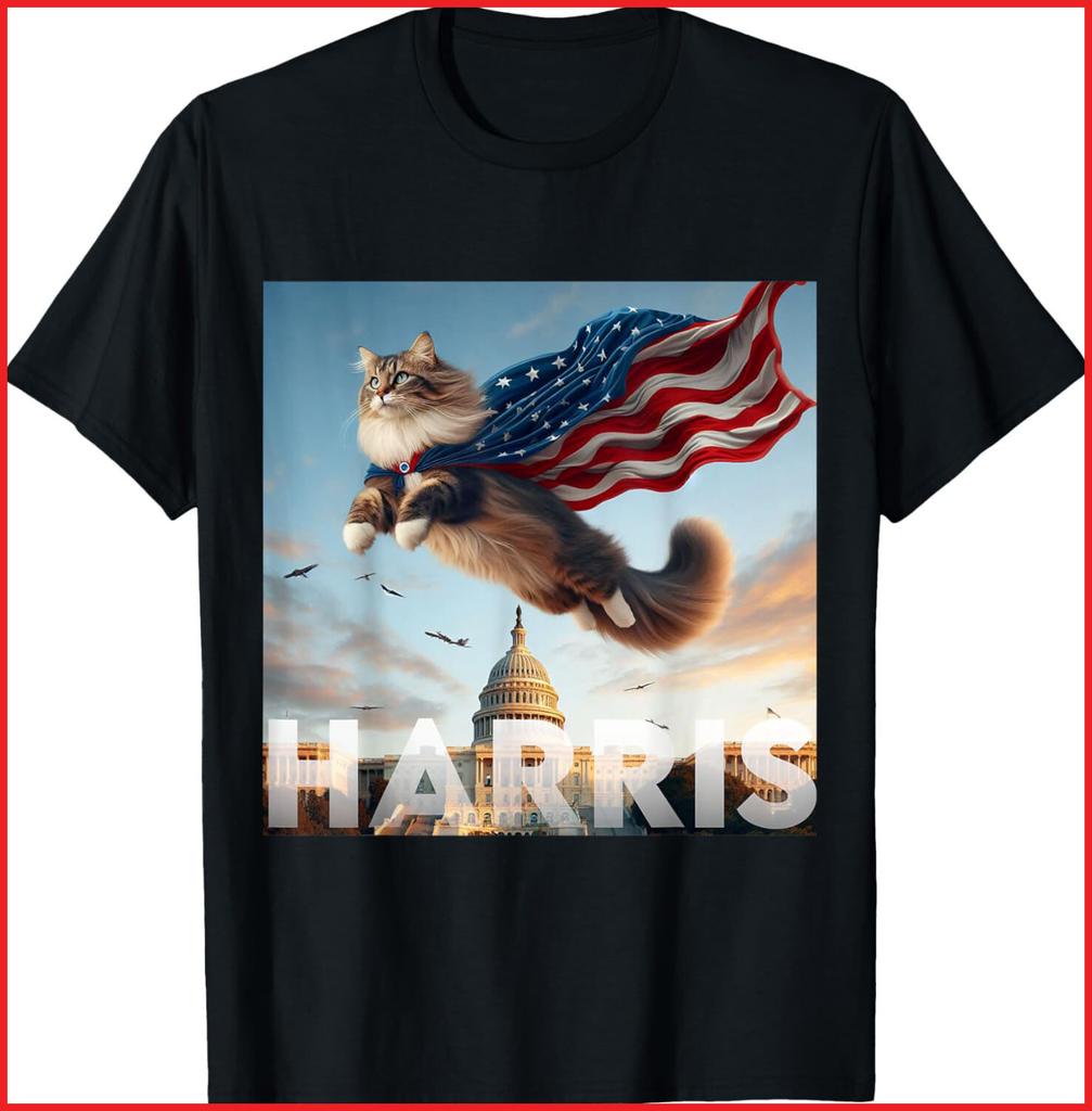 Funny Childless Cat Ladies for Harris 2024 black T-Shirt S-5XL