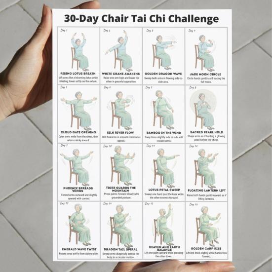 2 ks Tai Chi cvičení na židli pro seniory a začátečníky 10x8 palců