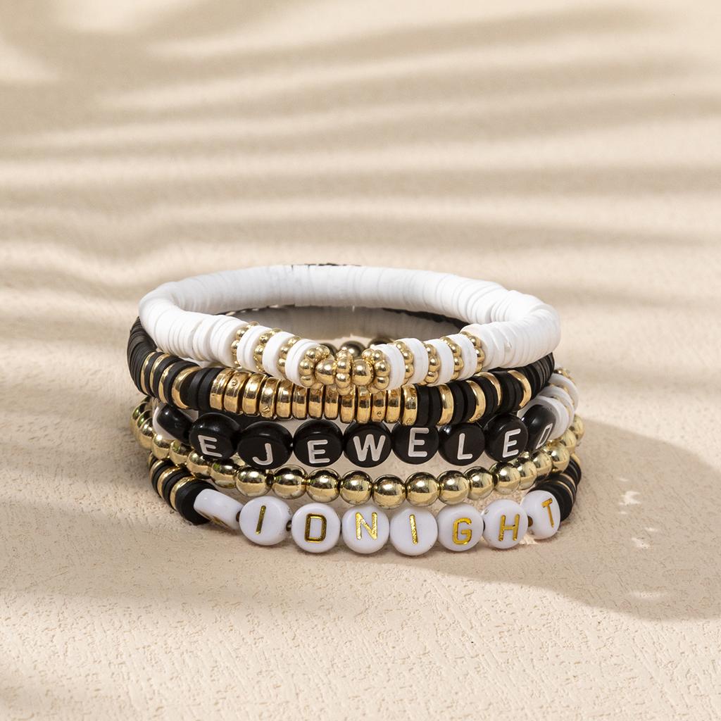 Bohemian Velvet Bracelet Colorful Letter Bead Adjustable Friendship Bracelet Set